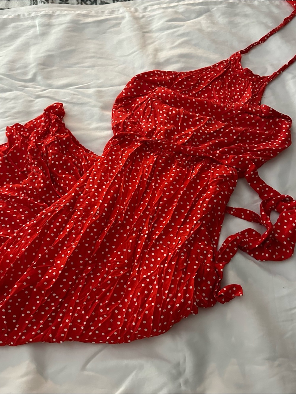 Red With White Polka Dot Midi Dress